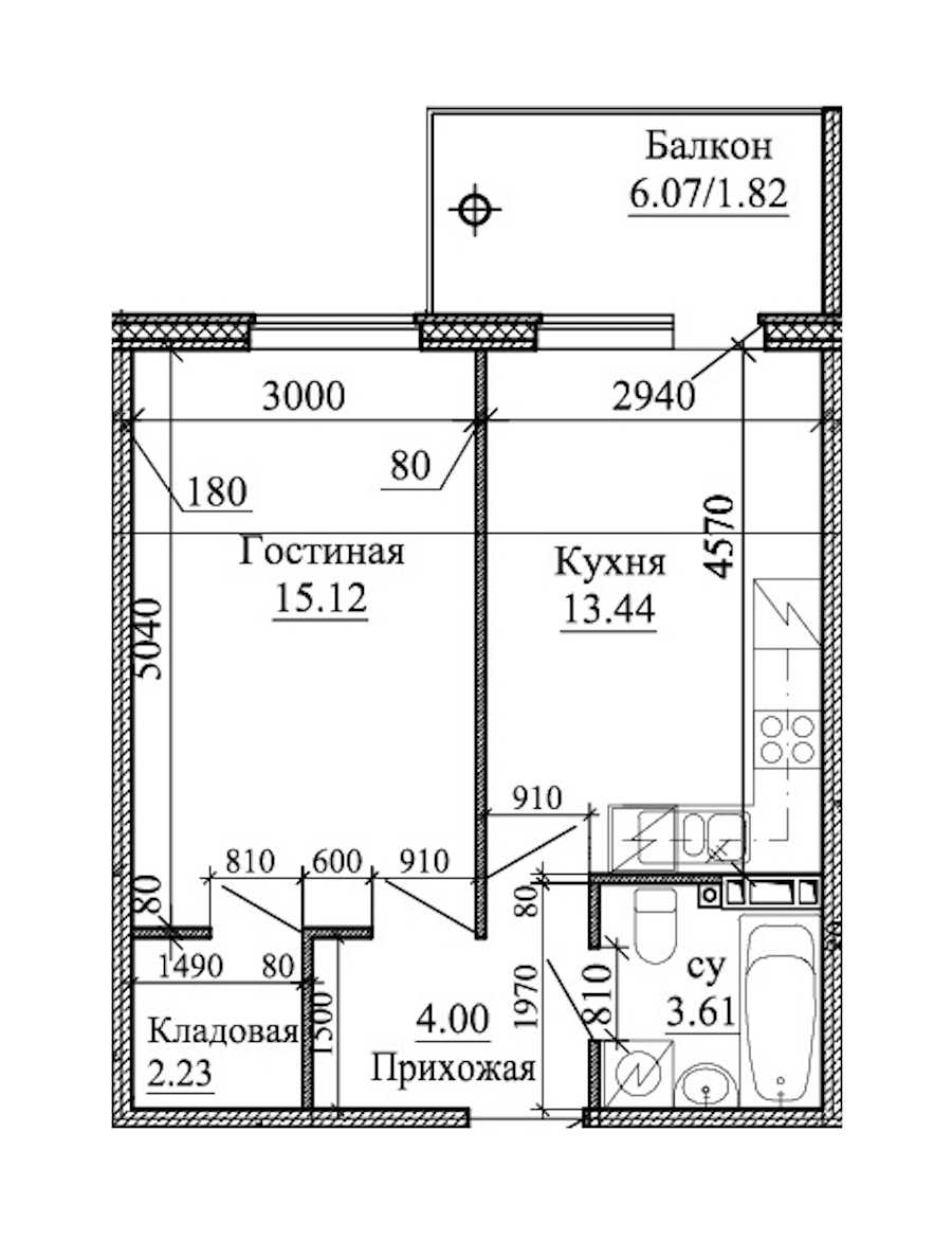 Однокомнатная квартира в : площадь 40.22 м2 , этаж: 3 – купить в Санкт-Петербурге