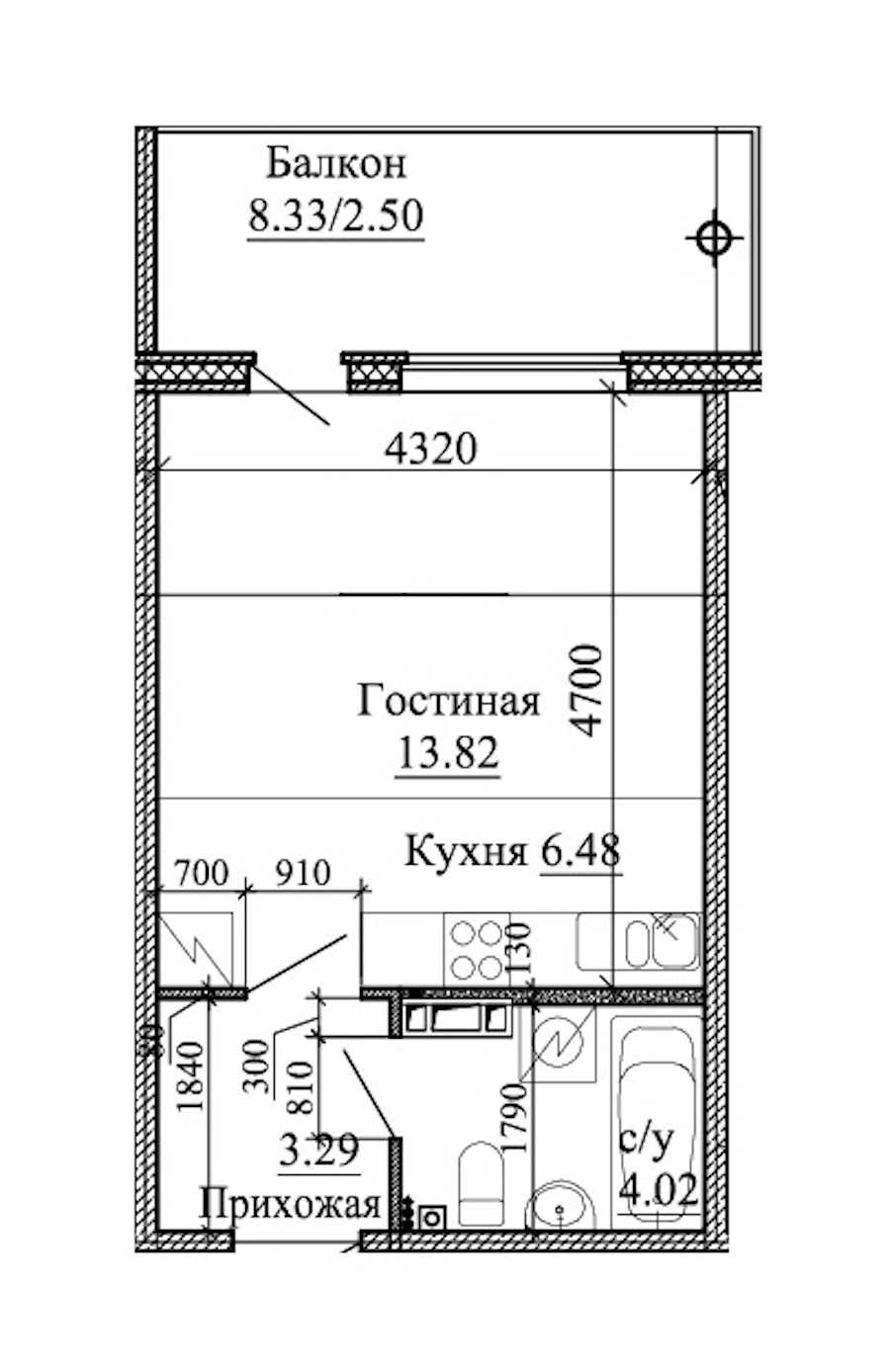 Студия в : площадь 30.11 м2 , этаж: 4 – купить в Санкт-Петербурге