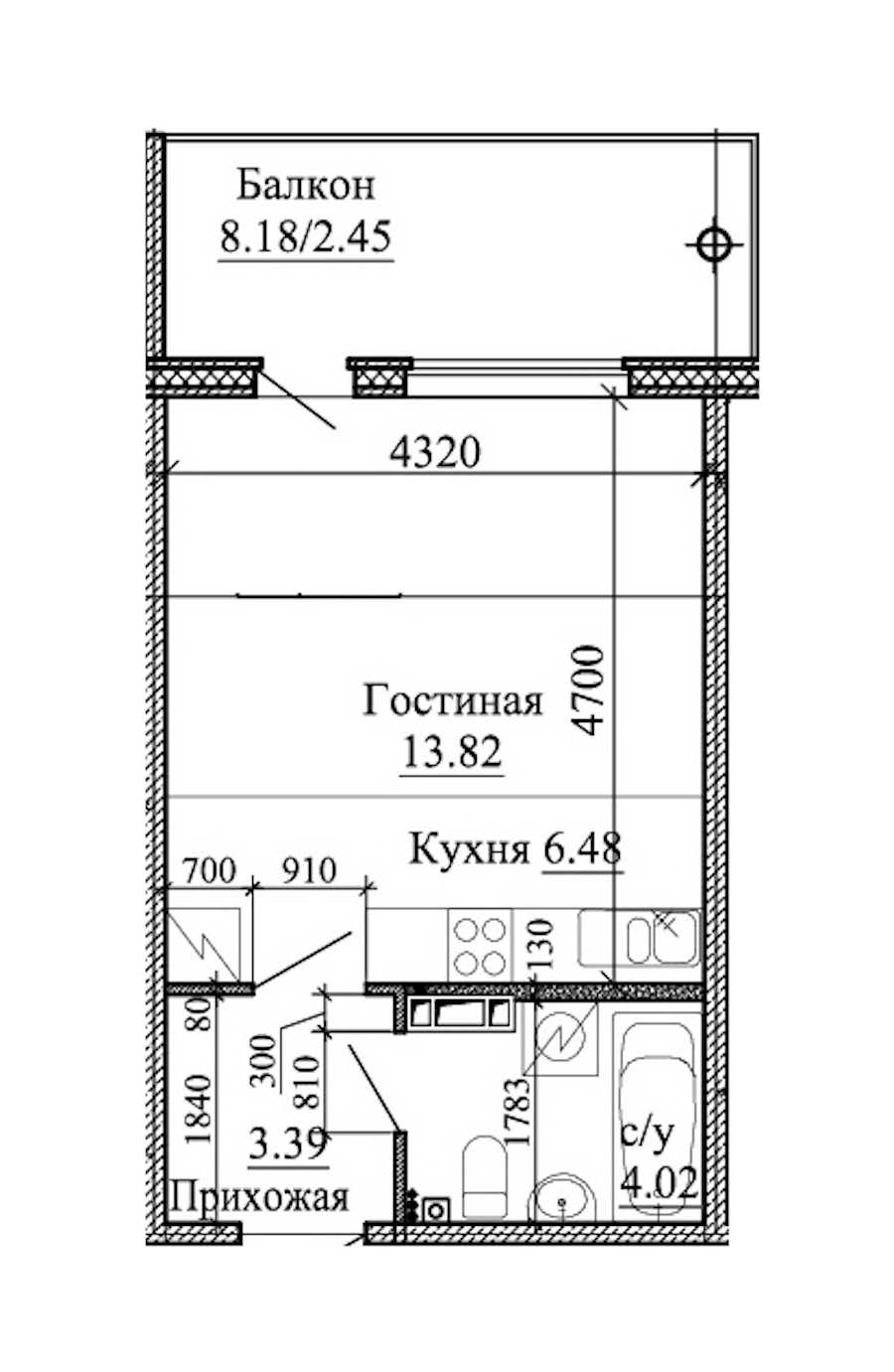 Студия в : площадь 30.16 м2 , этаж: 2 – купить в Санкт-Петербурге