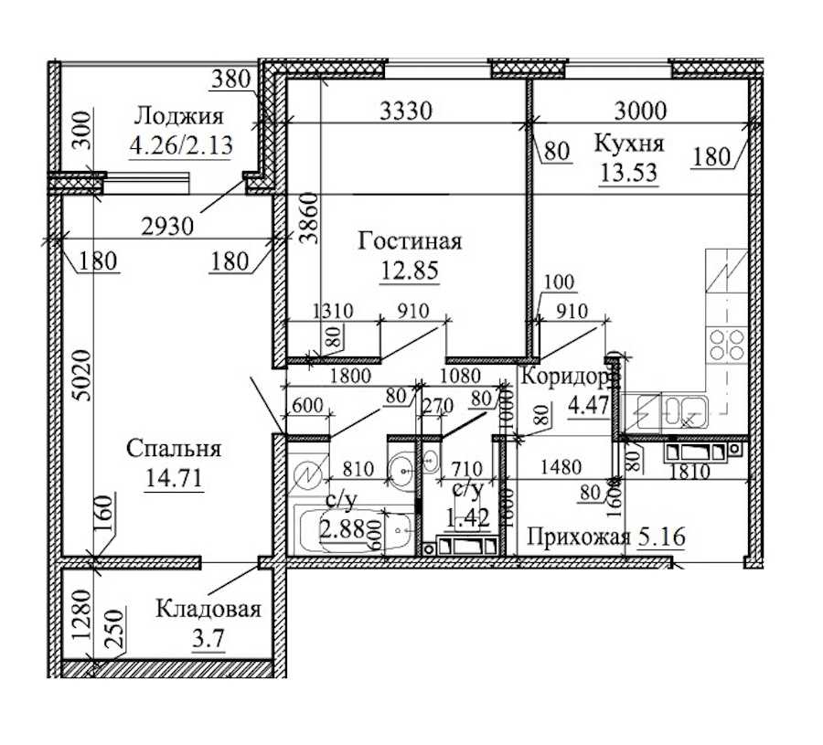 Двухкомнатная квартира в : площадь 60.8 м2 , этаж: 2 – купить в Санкт-Петербурге