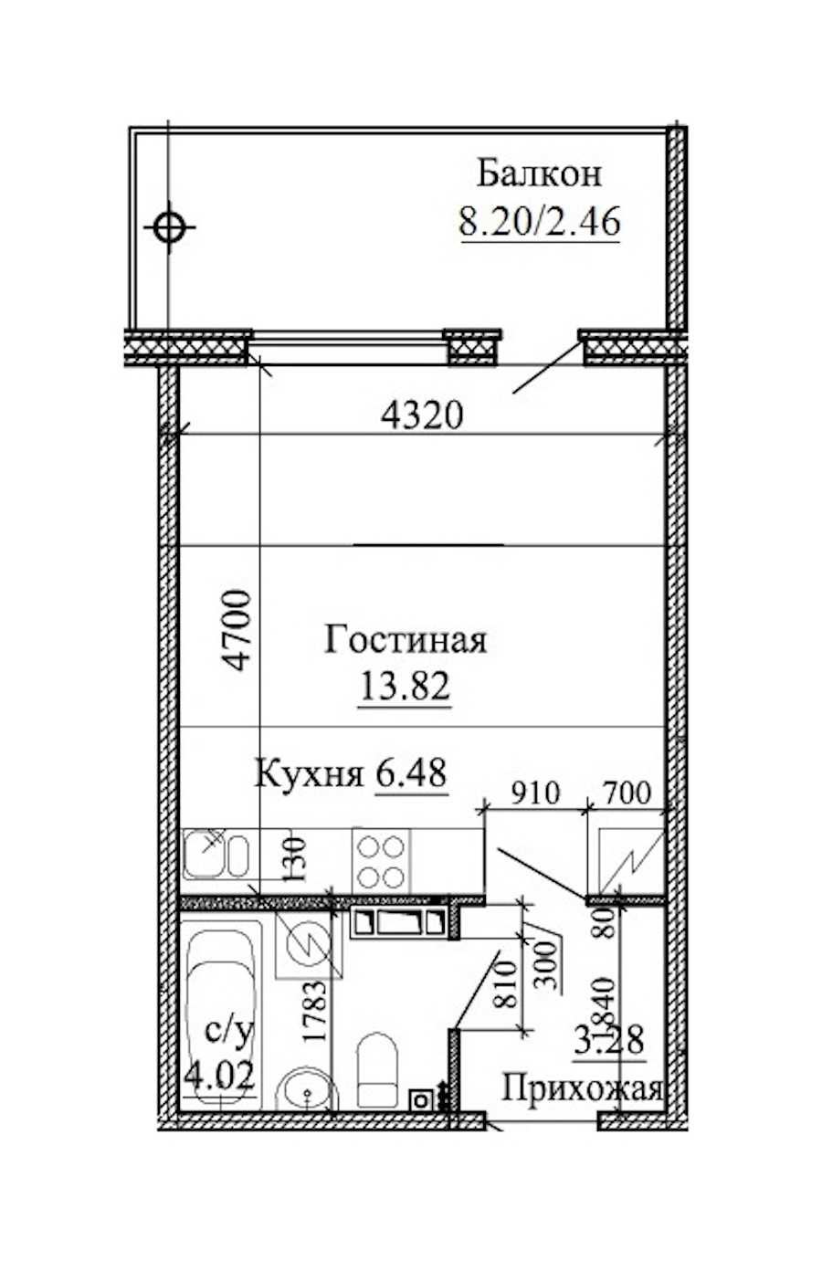 Студия в : площадь 30.06 м2 , этаж: 4 – купить в Санкт-Петербурге
