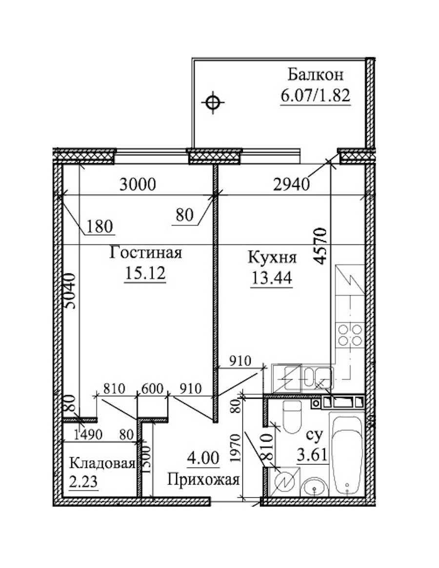 Однокомнатная квартира в : площадь 40.22 м2 , этаж: 4 – купить в Санкт-Петербурге