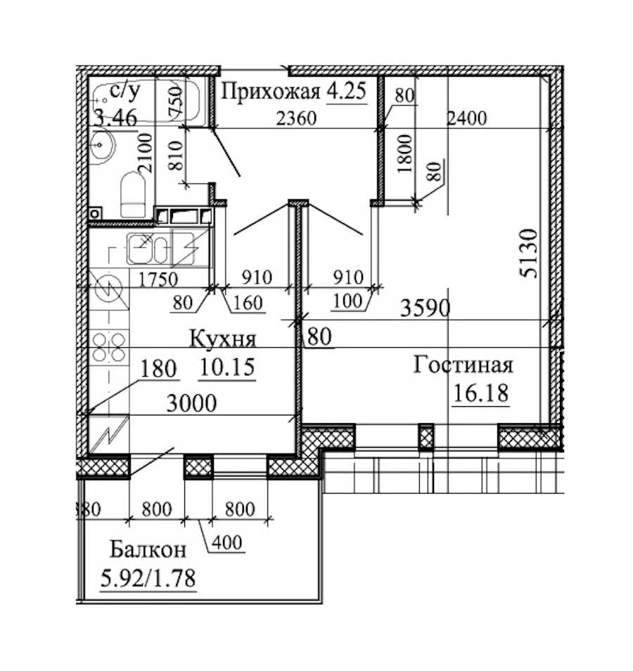 Однокомнатная квартира в : площадь 35.82 м2 , этаж: 5 – купить в Санкт-Петербурге