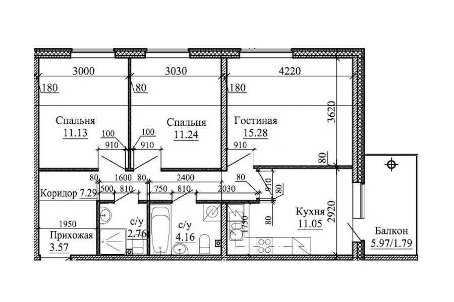 Трехкомнатная квартира в : площадь 68.27 м2 , этаж: 1 – купить в Санкт-Петербурге