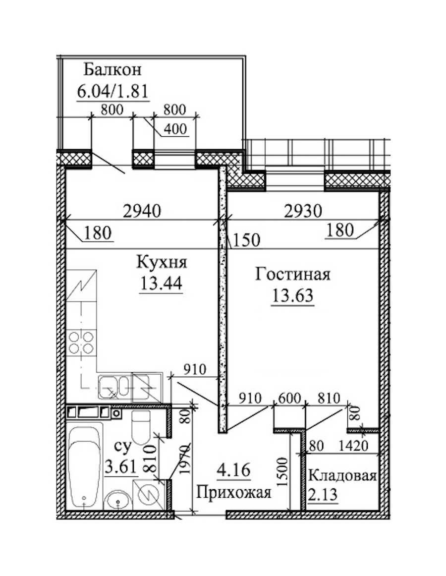 Однокомнатная квартира в : площадь 38.78 м2 , этаж: 5 – купить в Санкт-Петербурге