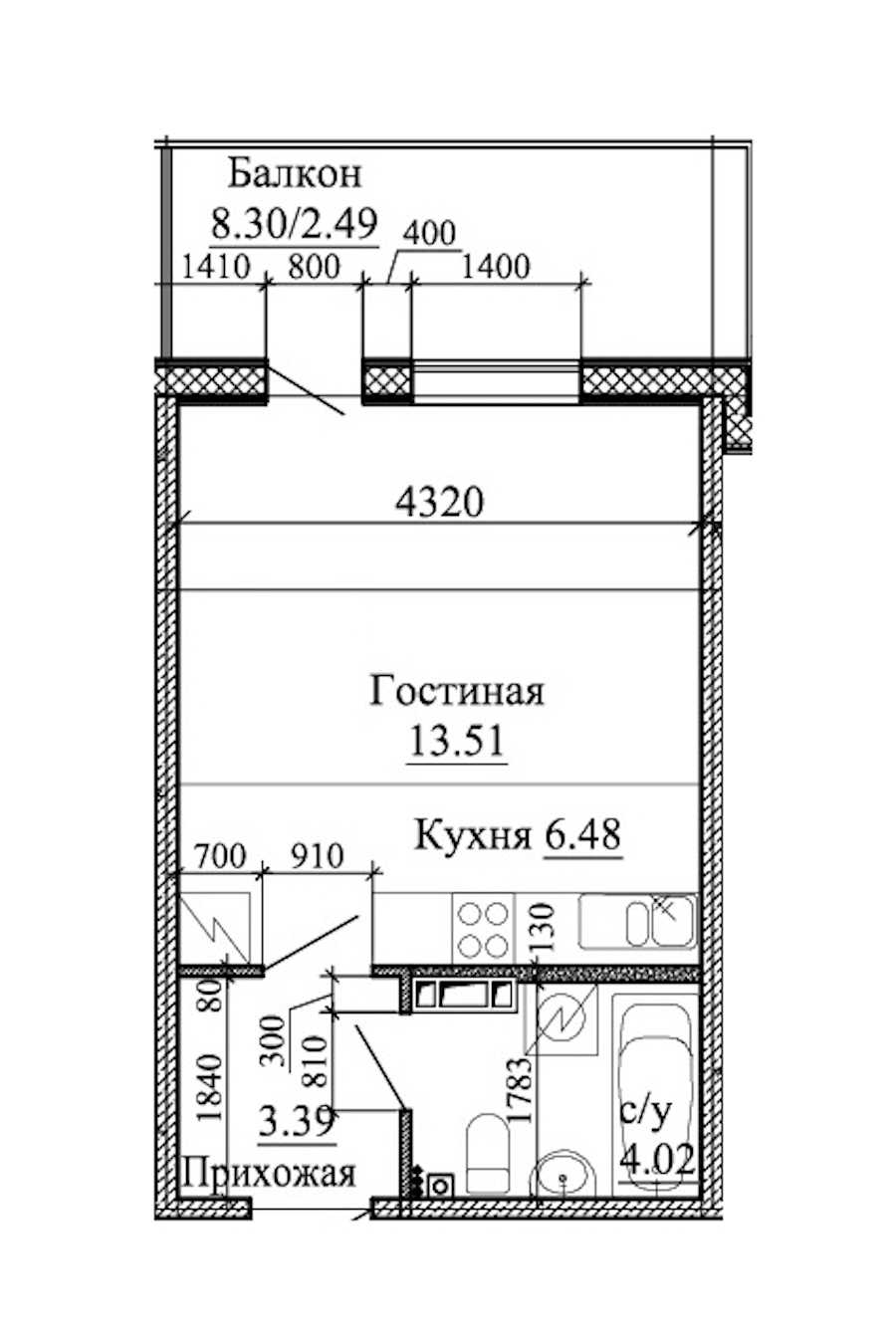 Студия в : площадь 29.89 м2 , этаж: 5 – купить в Санкт-Петербурге