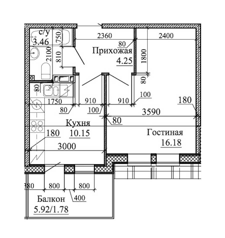 Однокомнатная квартира в : площадь 35.82 м2 , этаж: 5 – купить в Санкт-Петербурге