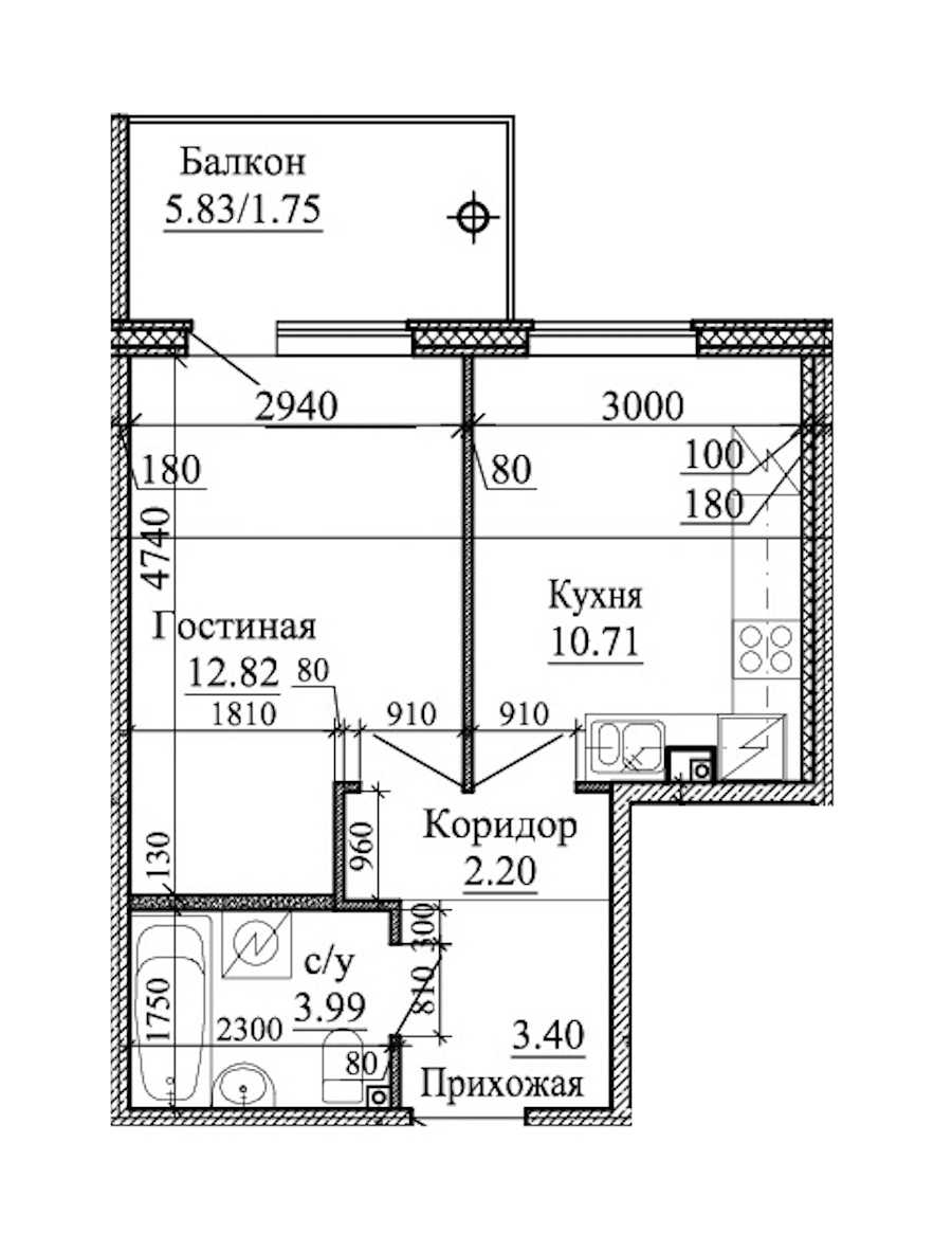 Однокомнатная квартира в : площадь 34.87 м2 , этаж: 1 – купить в Санкт-Петербурге