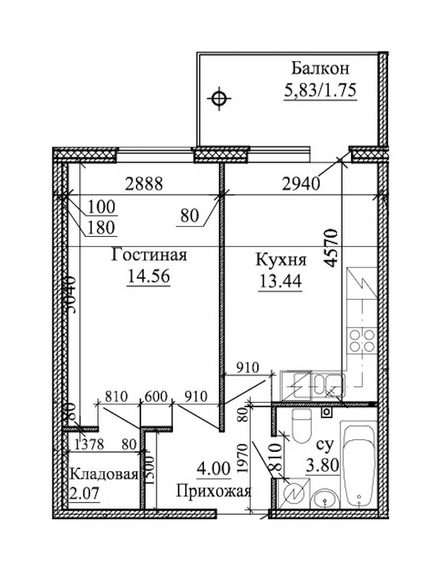 Однокомнатная квартира в : площадь 39.62 м2 , этаж: 1 – купить в Санкт-Петербурге
