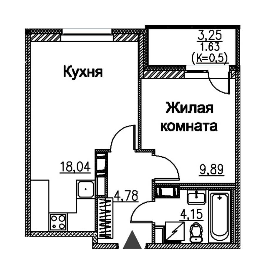 Однокомнатная квартира в : площадь 38.49 м2 , этаж: 3 - 11 – купить в Санкт-Петербурге
