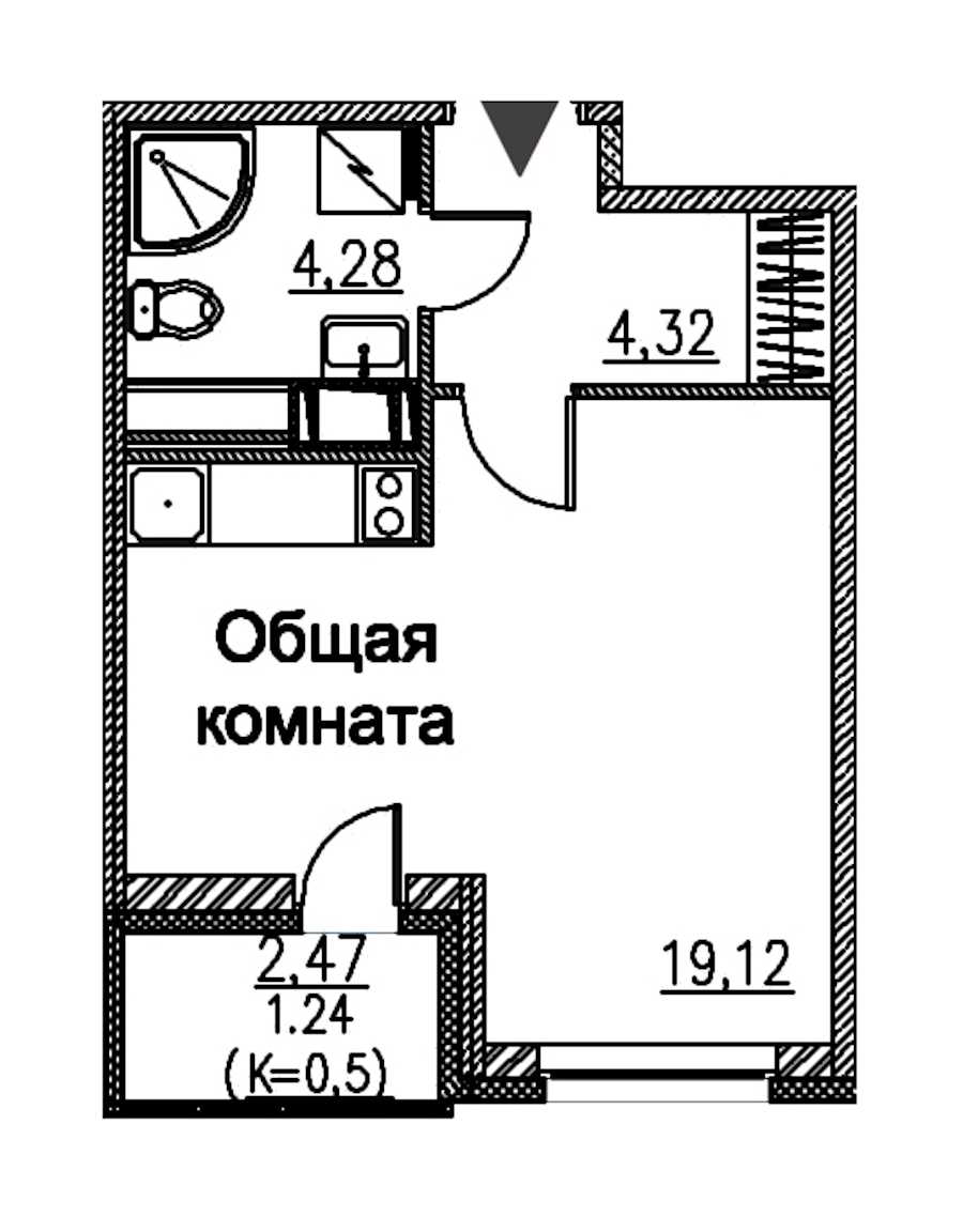 Студия в : площадь 28.96 м2 , этаж: 8 - 9 – купить в Санкт-Петербурге