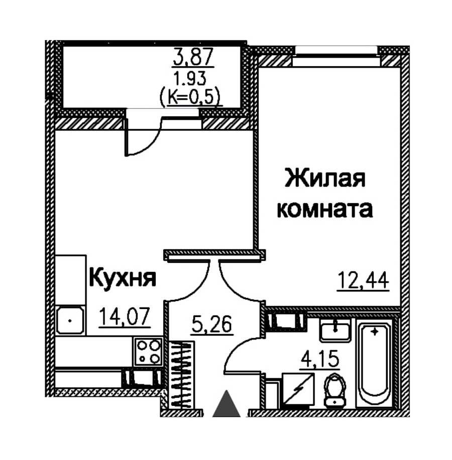 Однокомнатная квартира в : площадь 37.85 м2 , этаж: 3 - 12 – купить в Санкт-Петербурге