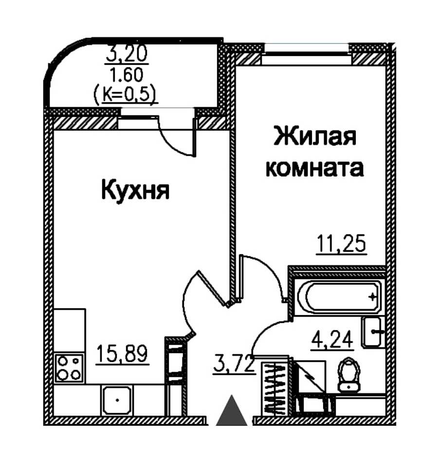 Однокомнатная квартира в : площадь 36.7 м2 , этаж: 3 – купить в Санкт-Петербурге