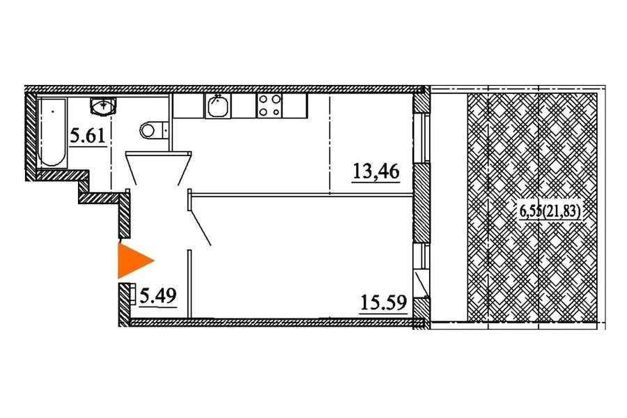 Однокомнатная квартира в : площадь 46.7 м2 , этаж: 1 – купить в Санкт-Петербурге
