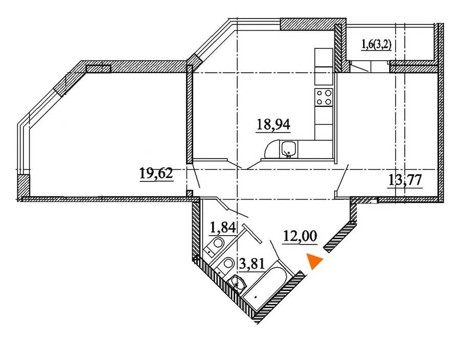 Двухкомнатная квартира в Арсенал-1: площадь 71.58 м2 , этаж: 1 – купить в Санкт-Петербурге