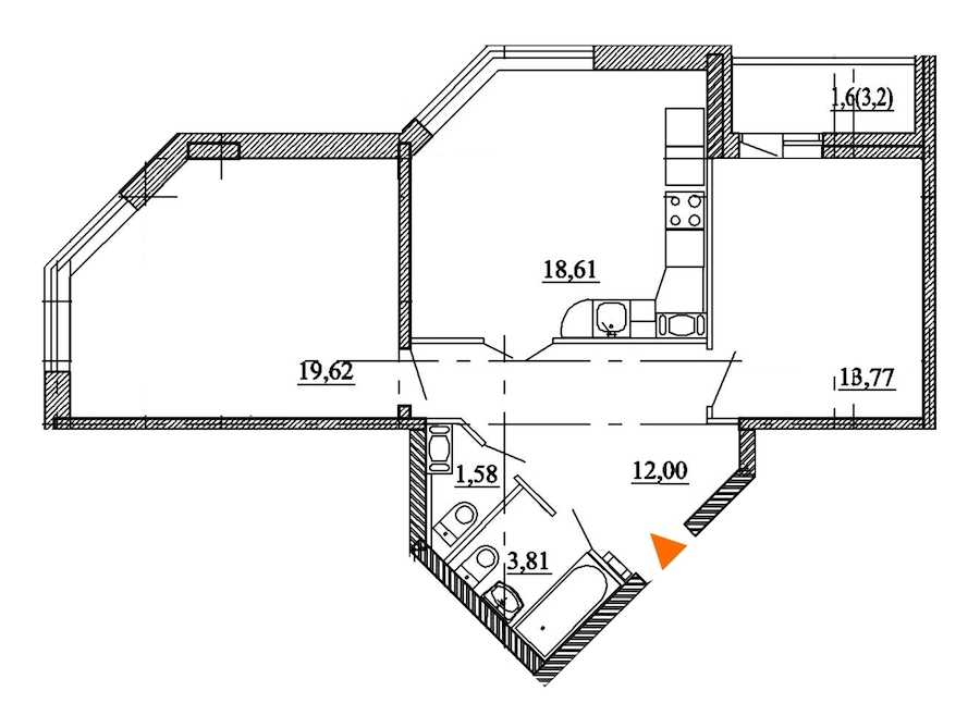 Двухкомнатная квартира в Арсенал-1: площадь 70.99 м2 , этаж: 2 – купить в Санкт-Петербурге