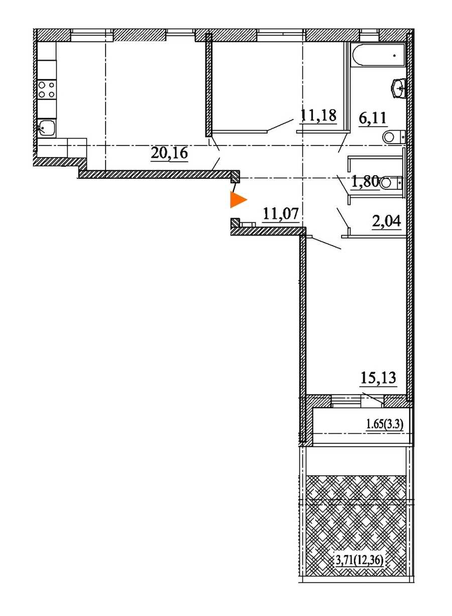 Двухкомнатная квартира в Арсенал-1: площадь 72.85 м2 , этаж: 1 – купить в Санкт-Петербурге