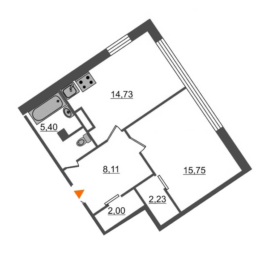 Однокомнатная квартира в : площадь 48.22 м2 , этаж: 2 – купить в Санкт-Петербурге