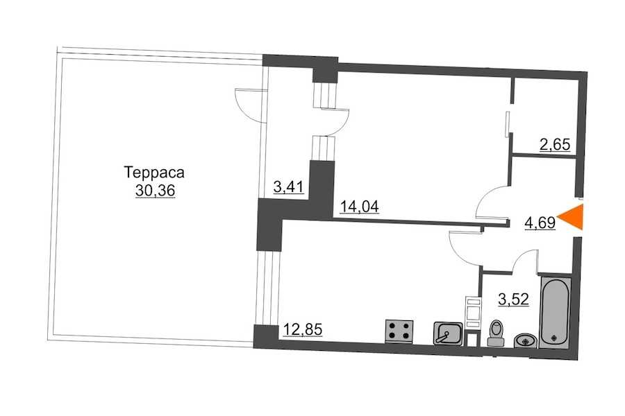 Однокомнатная квартира в : площадь 48.56 м2 , этаж: 4 – купить в Санкт-Петербурге