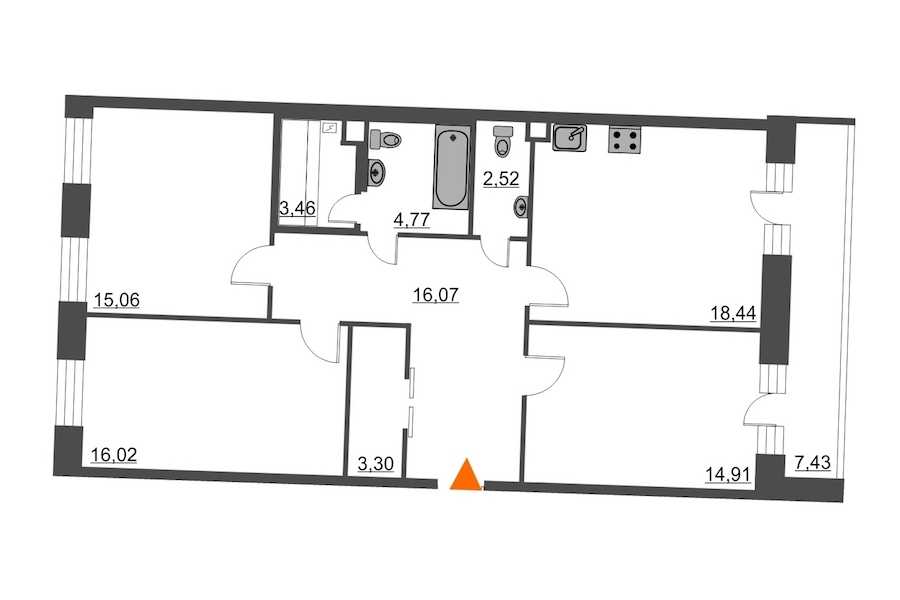 Трехкомнатная квартира в : площадь 98.27 м2 , этаж: 4 – купить в Санкт-Петербурге