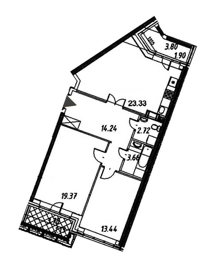 Двухкомнатная квартира в : площадь 79.79 м2 , этаж: 12 – купить в Санкт-Петербурге