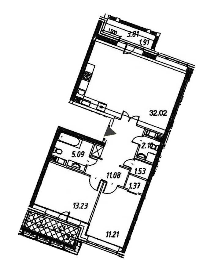 Двухкомнатная квартира в : площадь 80.86 м2 , этаж: 12 – купить в Санкт-Петербурге