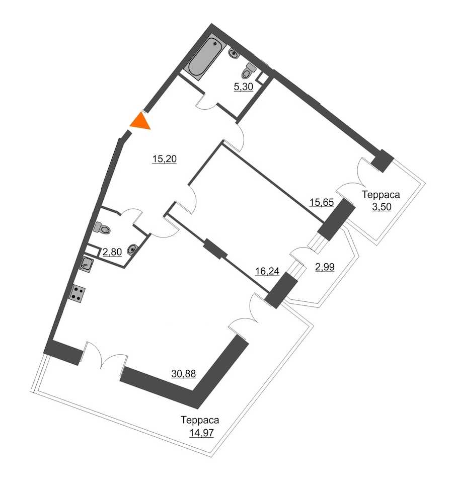 Двухкомнатная квартира в : площадь 92.5 м2 , этаж: 2 – купить в Санкт-Петербурге