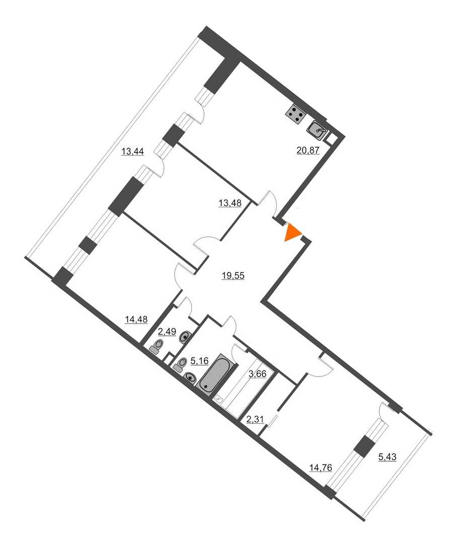Трехкомнатная квартира в : площадь 105.11 м2 , этаж: 4 – купить в Санкт-Петербурге