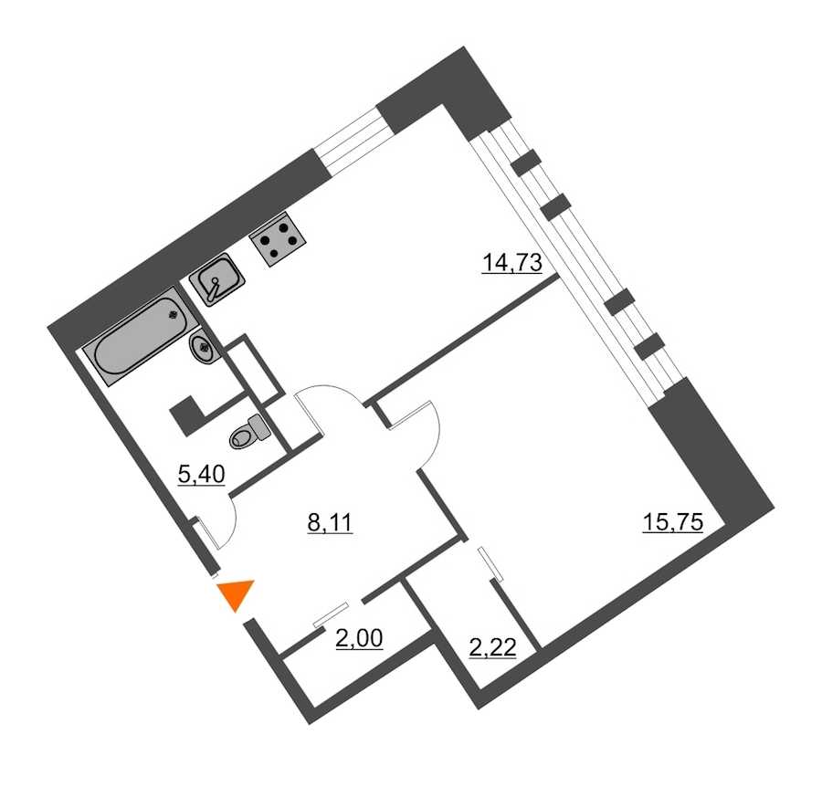 Однокомнатная квартира в : площадь 48.21 м2 , этаж: 2 – купить в Санкт-Петербурге