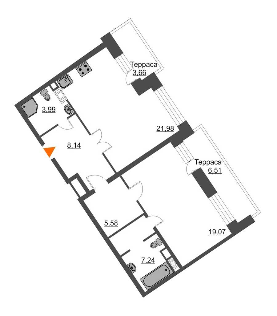 Однокомнатная квартира в : площадь 69.05 м2 , этаж: 12 – купить в Санкт-Петербурге