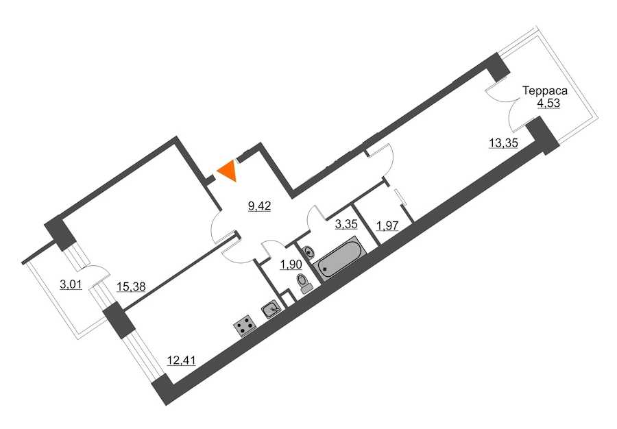 Двухкомнатная квартира в : площадь 60.64 м2 , этаж: 2 – купить в Санкт-Петербурге
