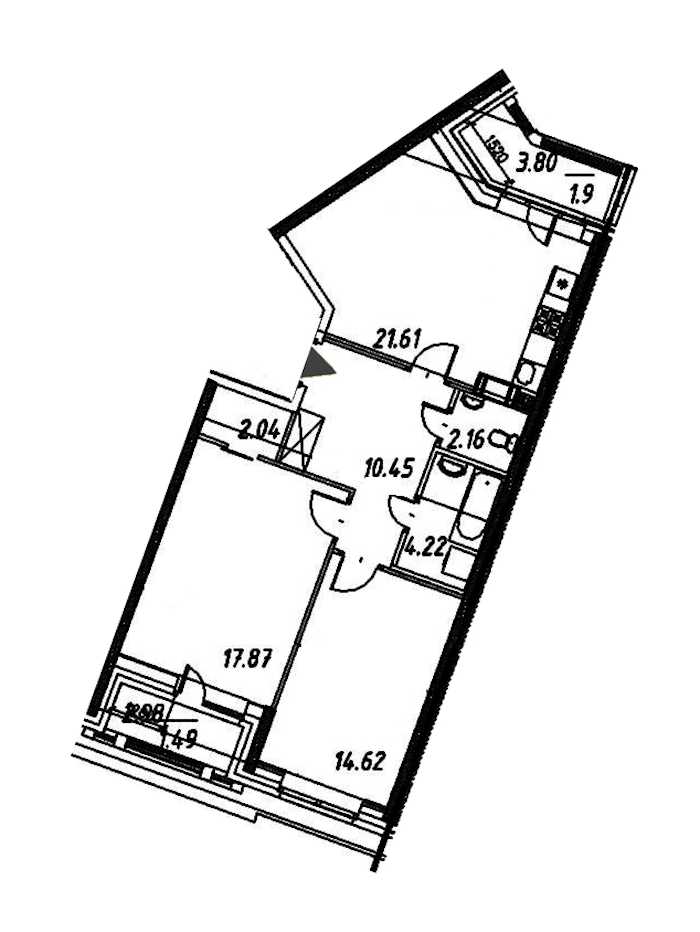 Двухкомнатная квартира в : площадь 76.36 м2 , этаж: 7 – купить в Санкт-Петербурге