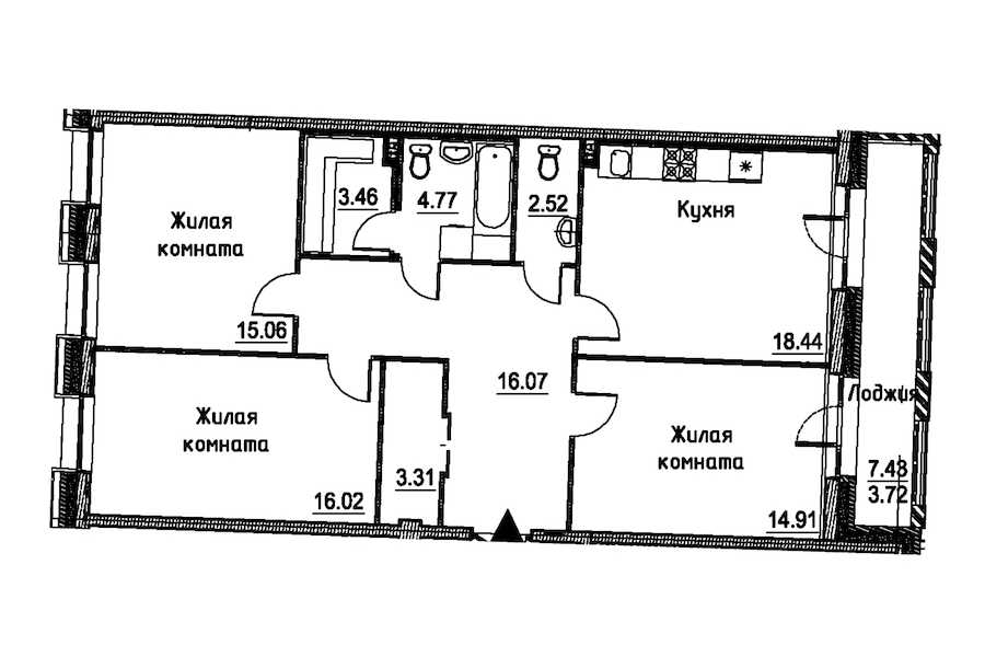 Трехкомнатная квартира в : площадь 98.28 м2 , этаж: 4 – купить в Санкт-Петербурге