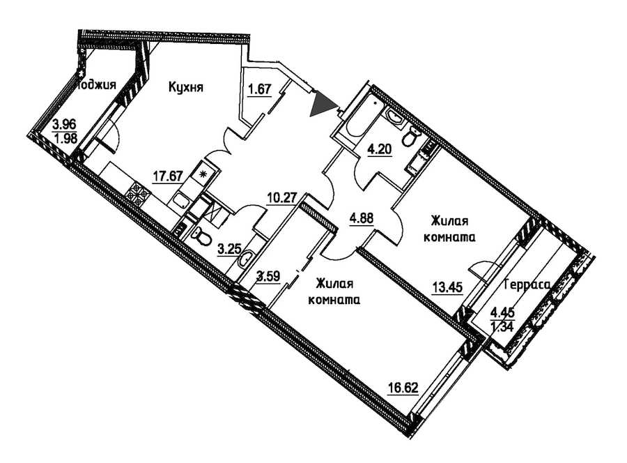 Двухкомнатная квартира в : площадь 78.92 м2 , этаж: 12 – купить в Санкт-Петербурге