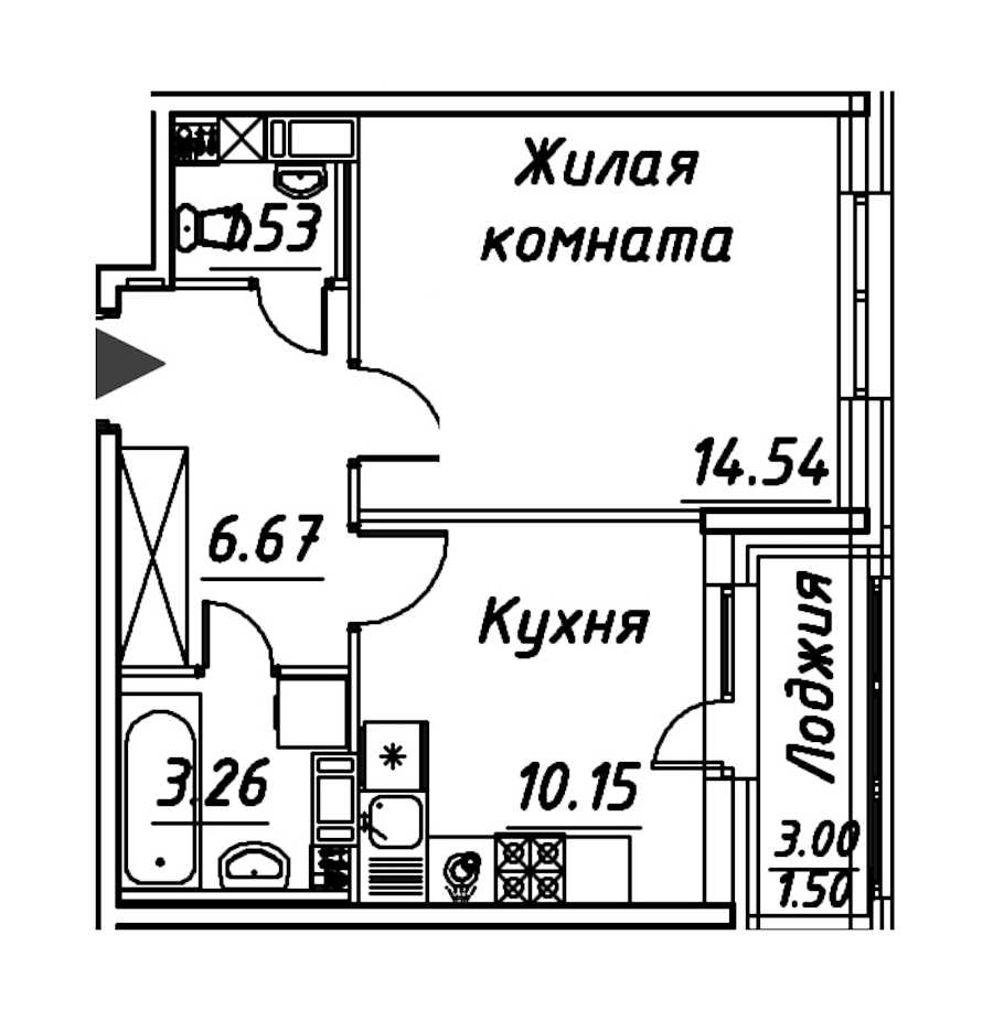 Однокомнатная квартира в : площадь 37.65 м2 , этаж: 11 – купить в Санкт-Петербурге