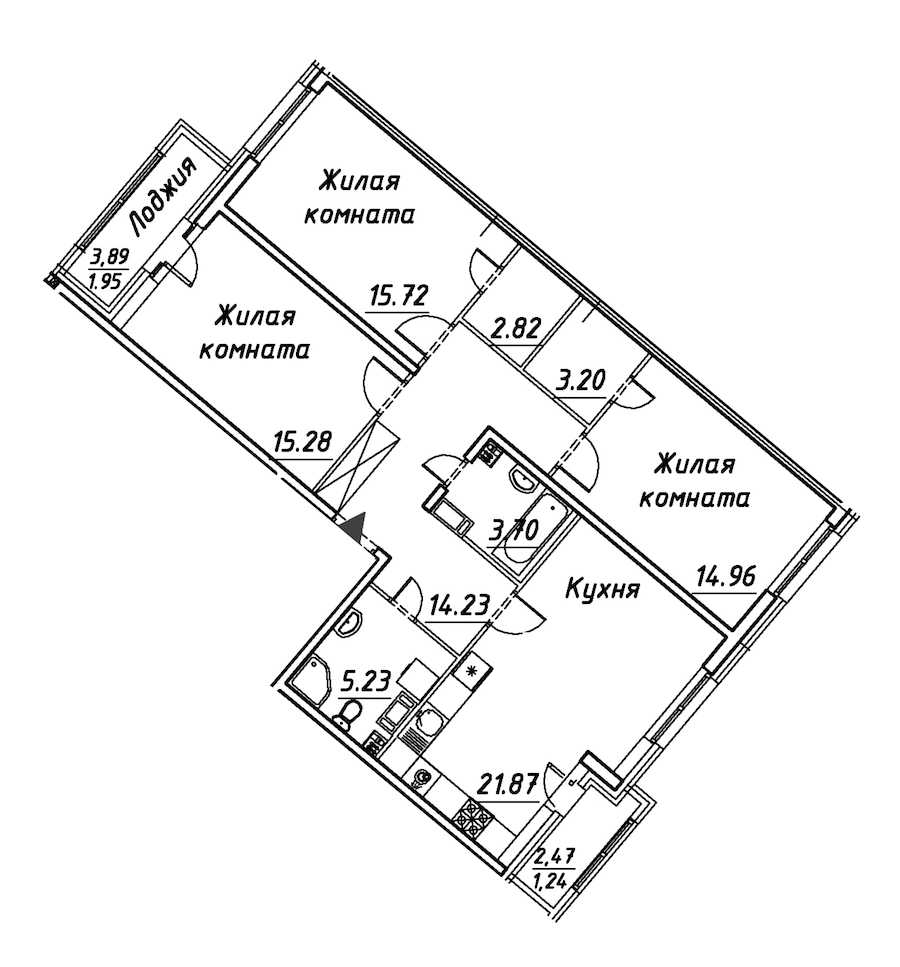 Трехкомнатная квартира в : площадь 100.2 м2 , этаж: 12 – купить в Санкт-Петербурге