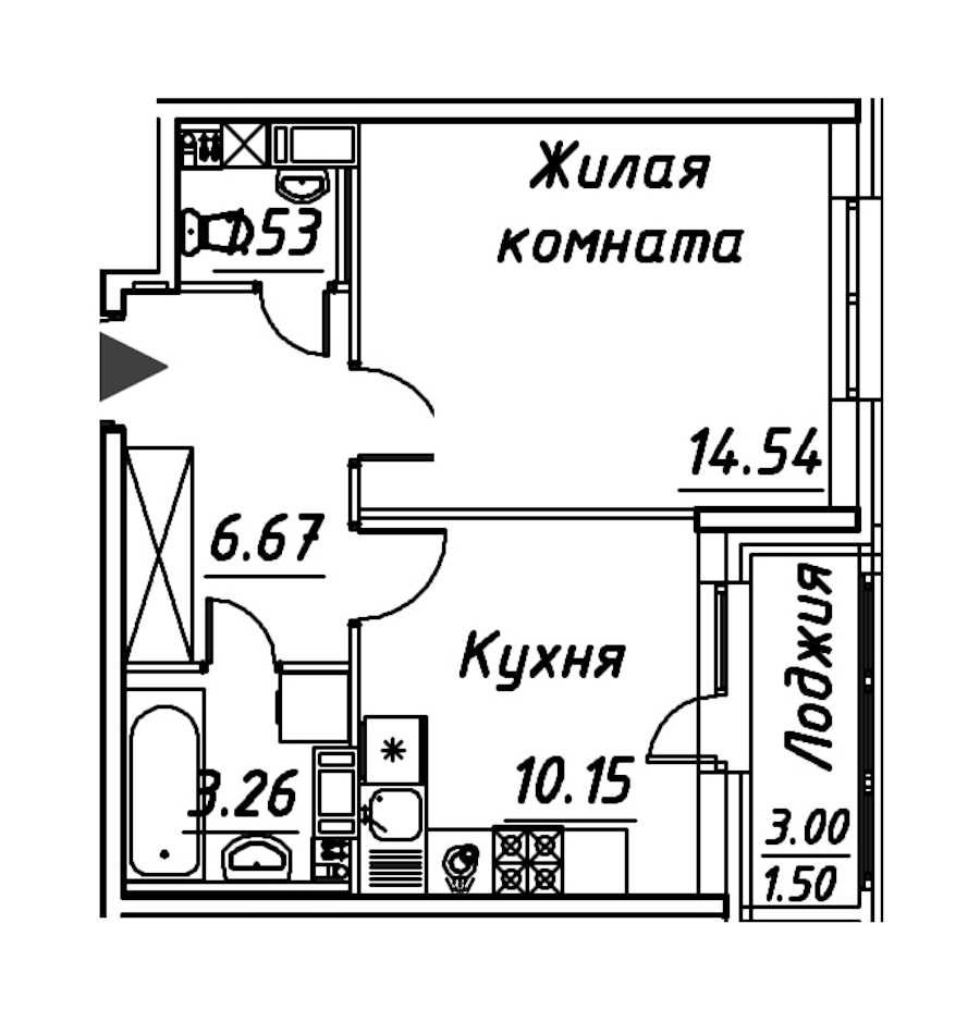 Однокомнатная квартира в : площадь 37.65 м2 , этаж: 7 – купить в Санкт-Петербурге