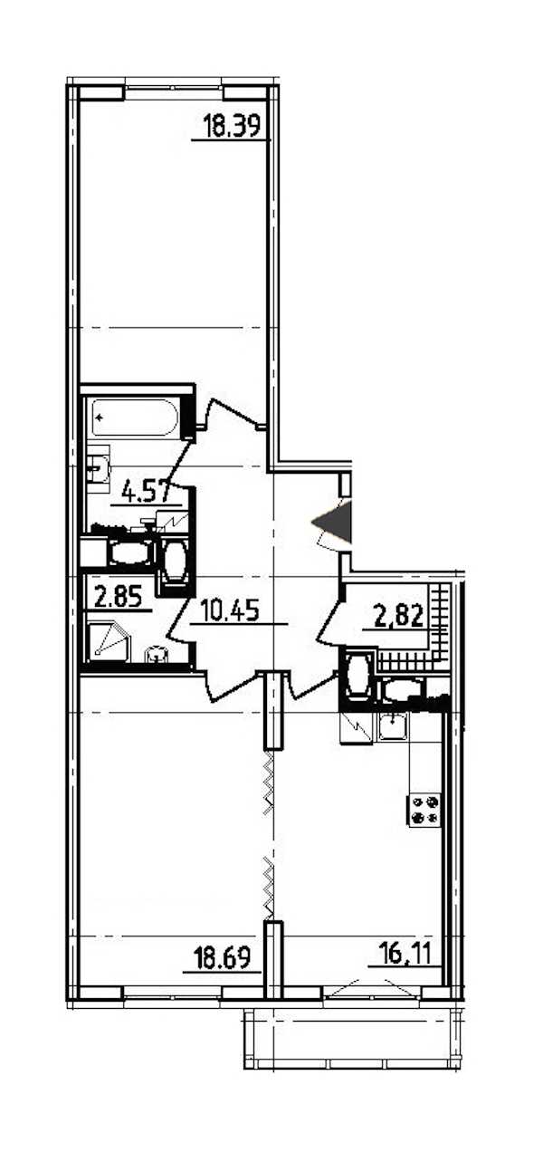 Двухкомнатная квартира в : площадь 74.8 м2 , этаж: 23 – купить в Санкт-Петербурге