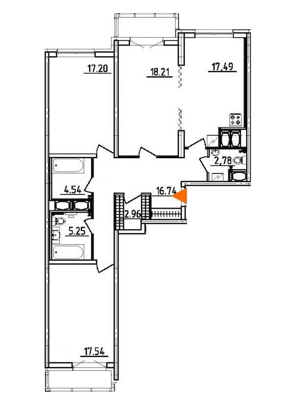 Трехкомнатная квартира в : площадь 105.2 м2 , этаж: 22 – купить в Санкт-Петербурге