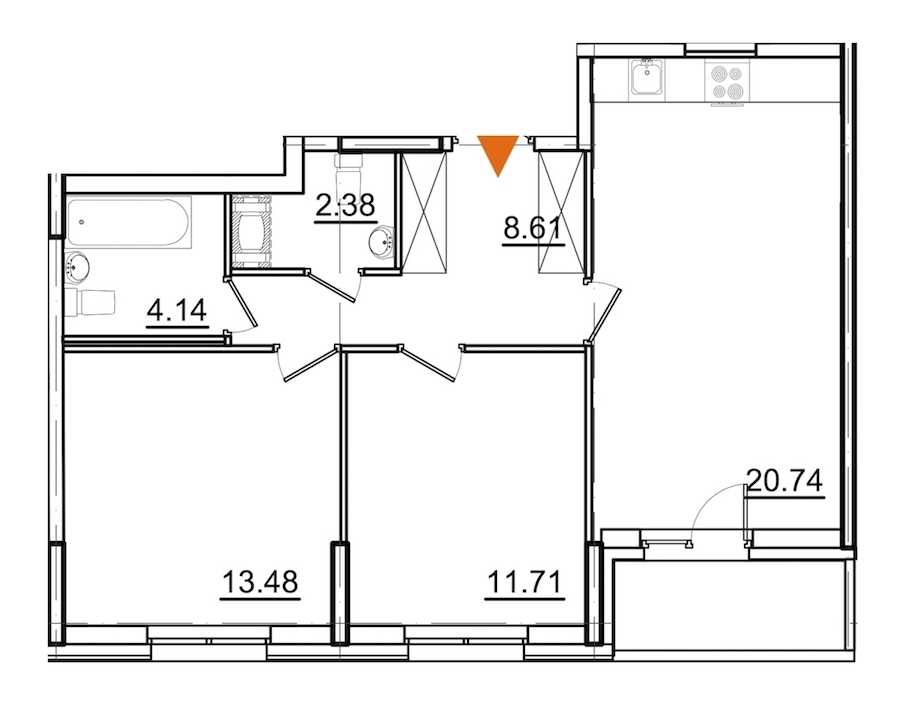 Двухкомнатная квартира в : площадь 62.88 м2 , этаж: 4 – купить в Санкт-Петербурге