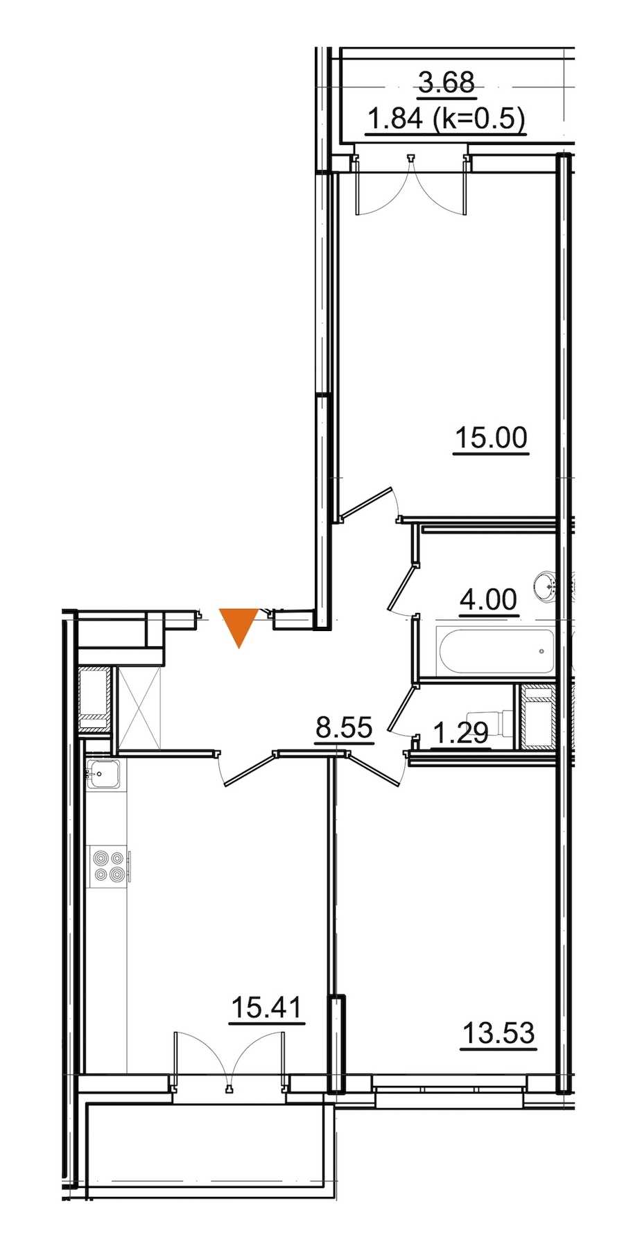 Двухкомнатная квартира в : площадь 61.62 м2 , этаж: 3 – купить в Санкт-Петербурге