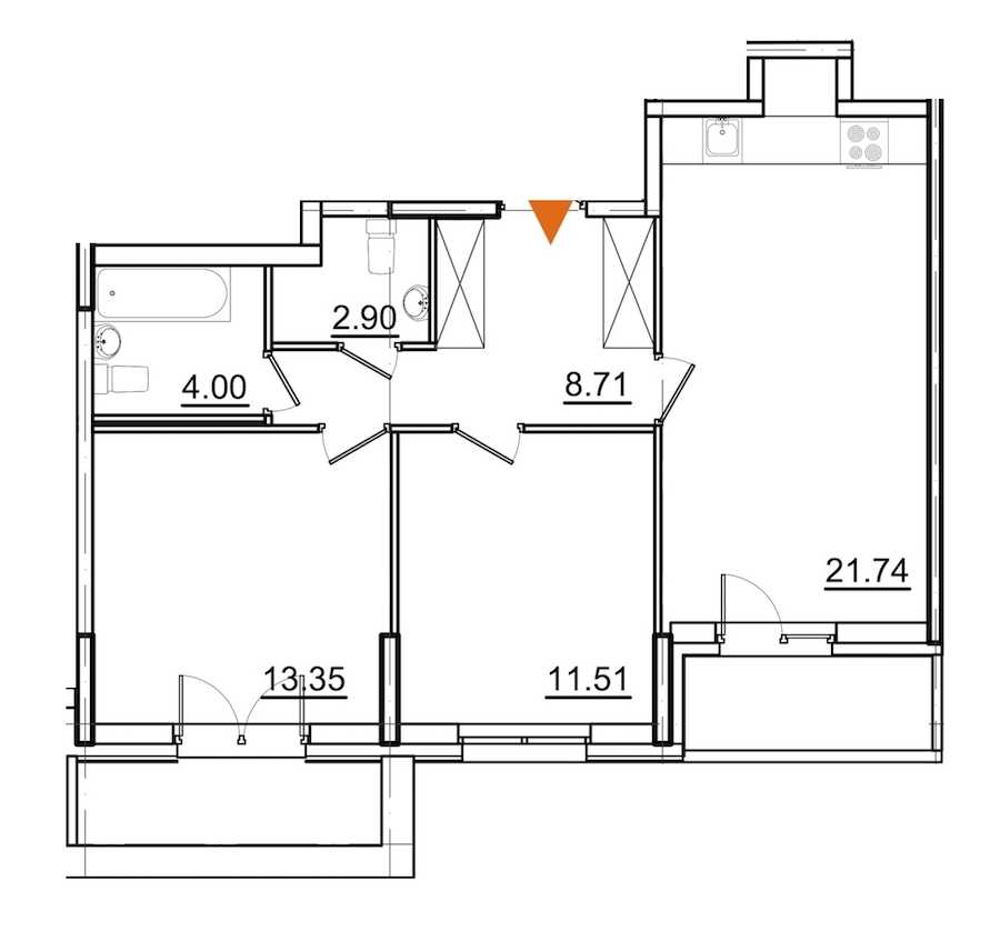 Двухкомнатная квартира в : площадь 65.16 м2 , этаж: 2 – купить в Санкт-Петербурге