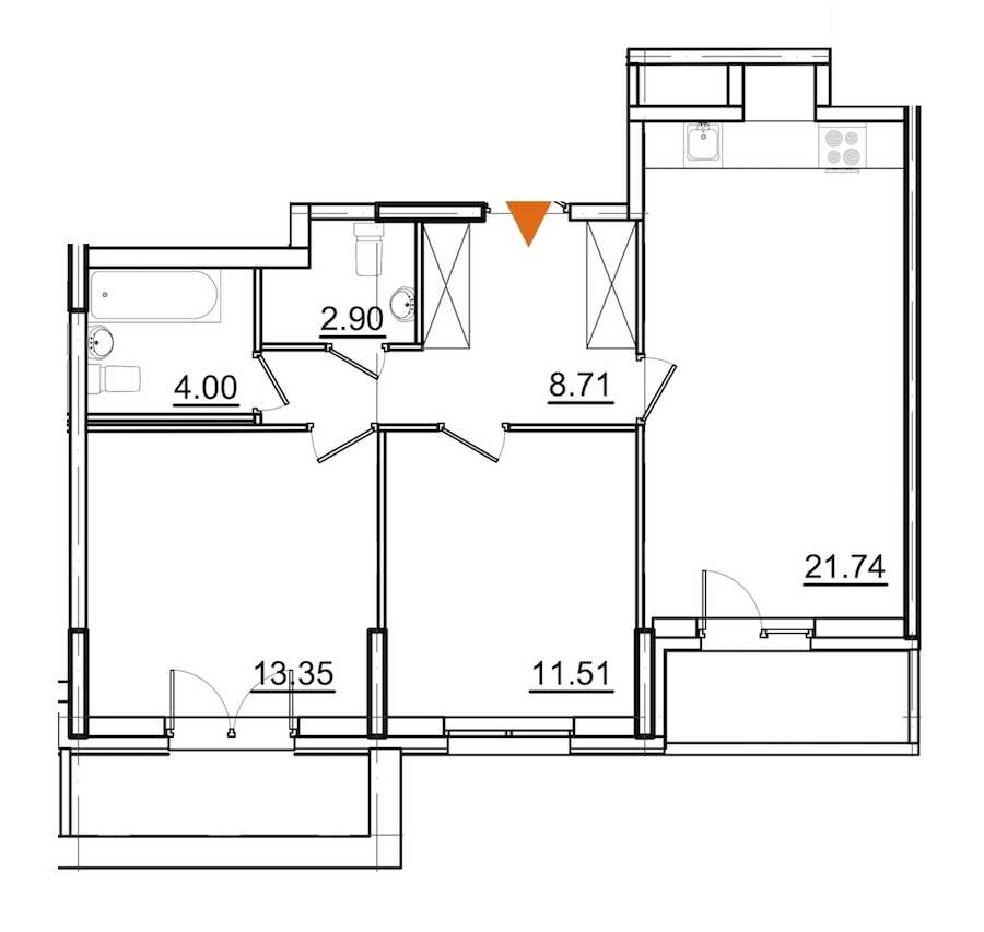 Двухкомнатная квартира в : площадь 65.16 м2 , этаж: 2 – купить в Санкт-Петербурге
