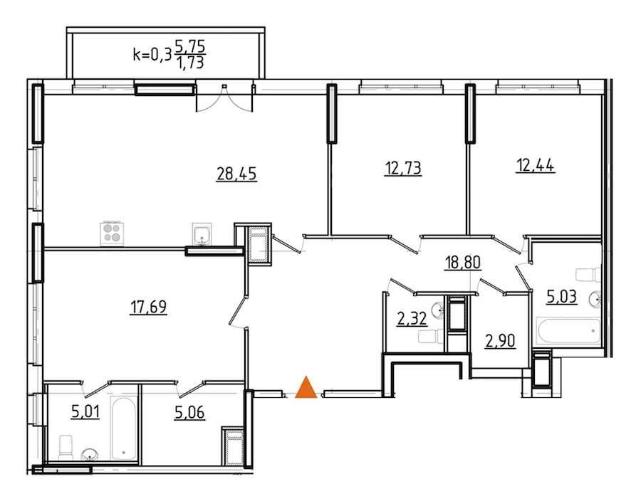 Трехкомнатная квартира в : площадь 112.16 м2 , этаж: 4 - 5 – купить в Санкт-Петербурге