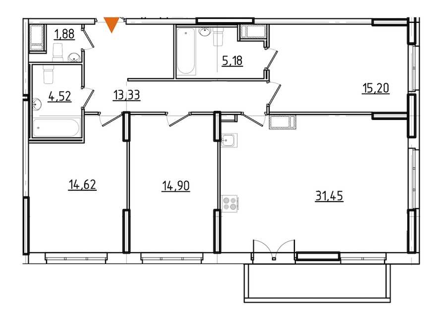 Трехкомнатная квартира в : площадь 102.83 м2 , этаж: 8 - 15 – купить в Санкт-Петербурге