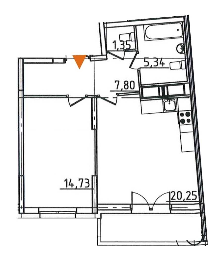 Однокомнатная квартира в : площадь 51.11 м2 , этаж: 5 - 6 – купить в Санкт-Петербурге