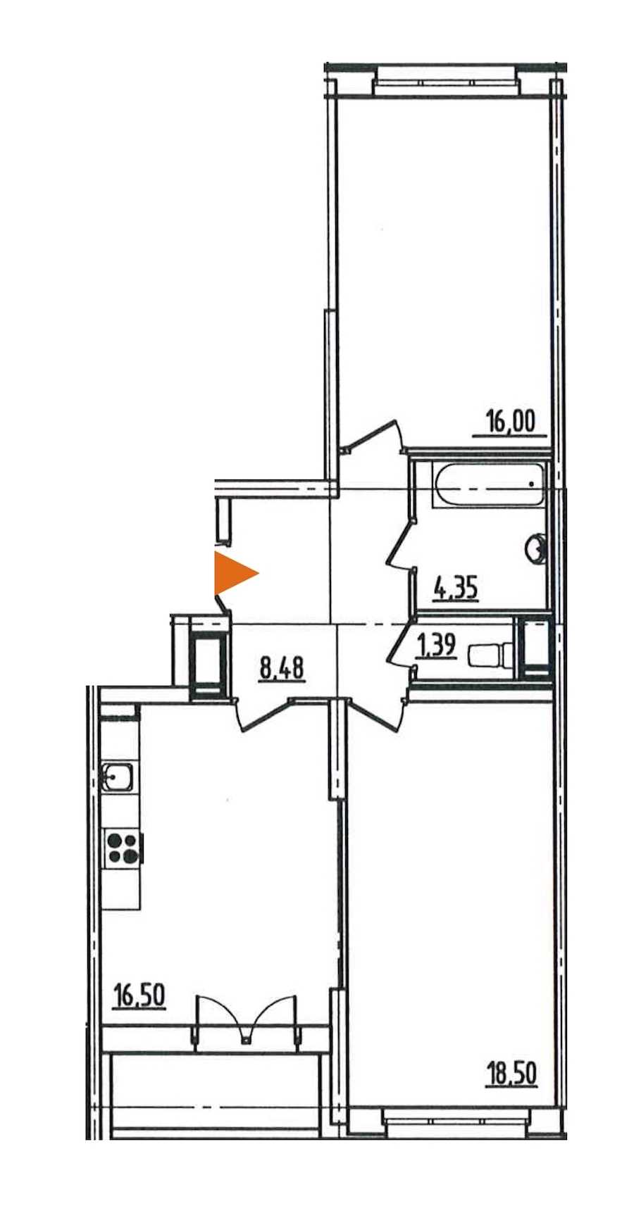 Двухкомнатная квартира в : площадь 66.93 м2 , этаж: 3 - 6 – купить в Санкт-Петербурге