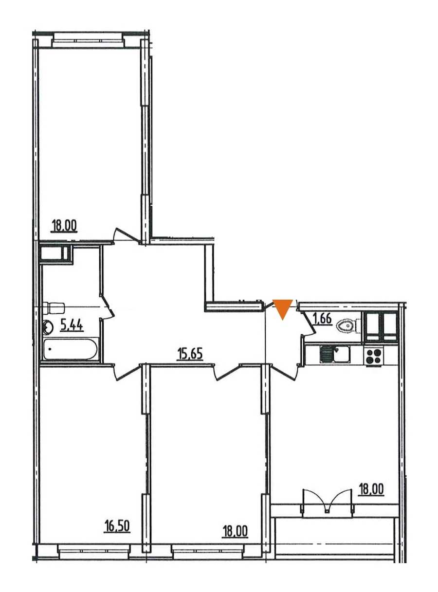 Трехкомнатная квартира в : площадь 95.23 м2 , этаж: 3 – купить в Санкт-Петербурге