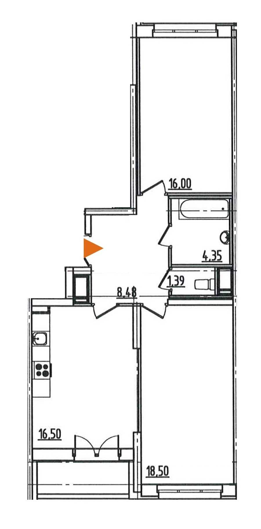 Двухкомнатная квартира в : площадь 66.93 м2 , этаж: 3 – купить в Санкт-Петербурге