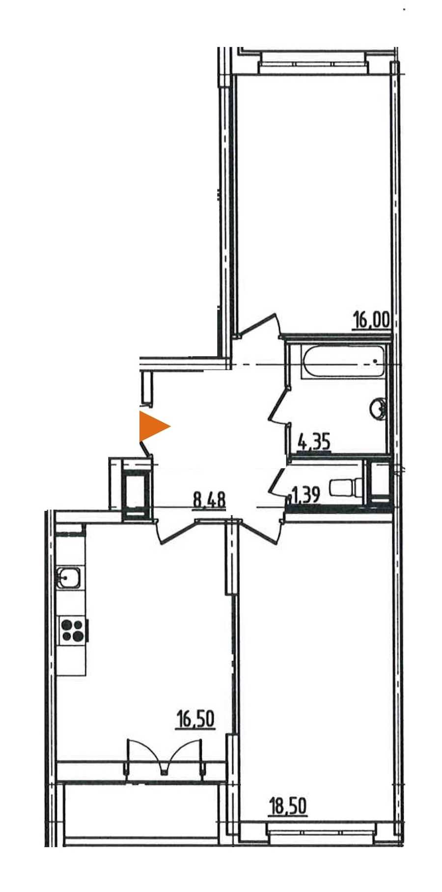 Двухкомнатная квартира в : площадь 66.93 м2 , этаж: 3 – купить в Санкт-Петербурге